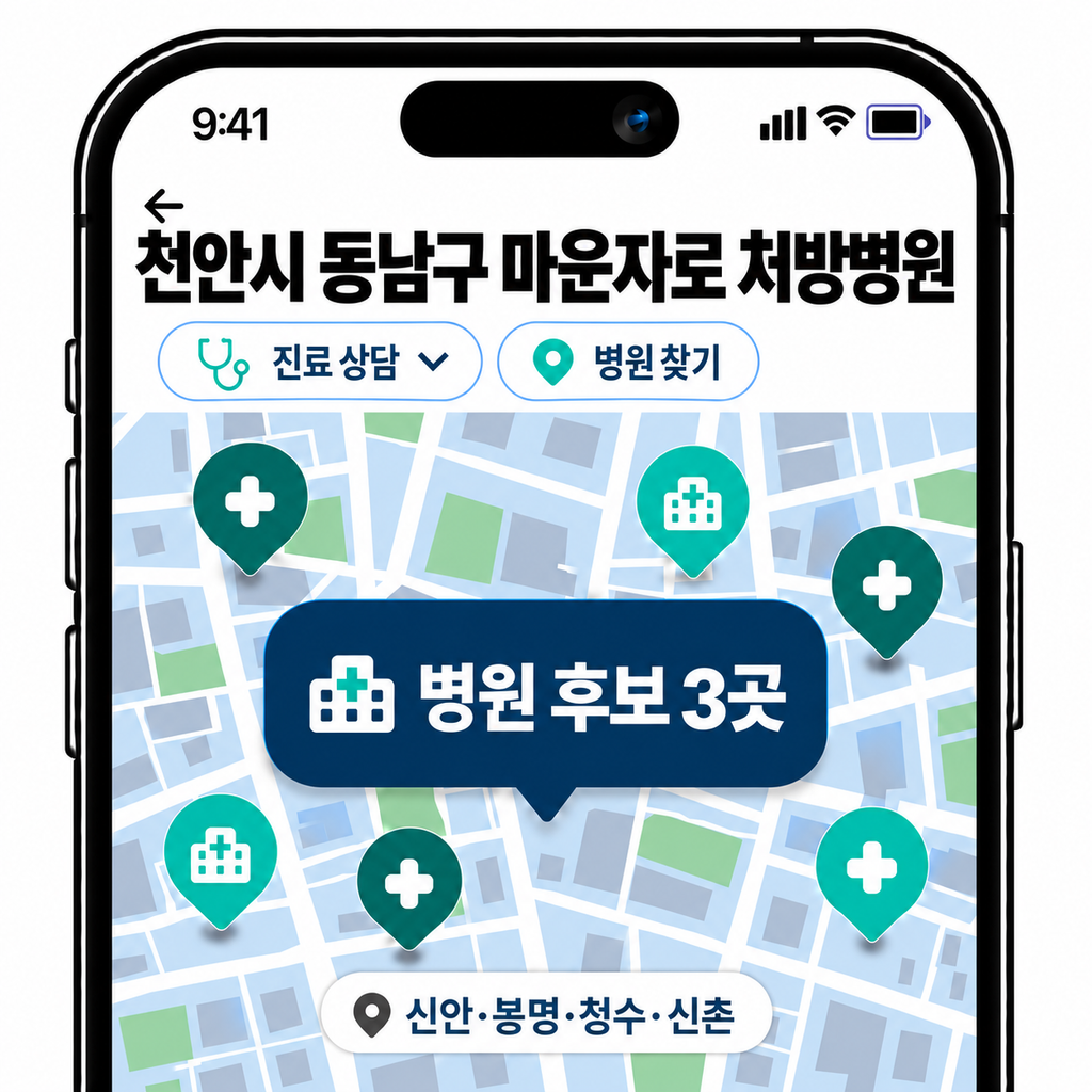 천안시 동남구 마운자로 처방병원 찾기|신안·봉명·청수 1 image 121